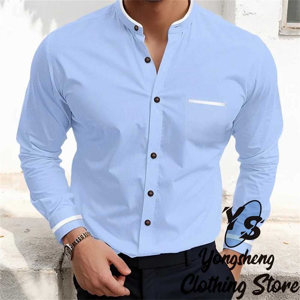 Mens Long Sleeve Shirts Plain Shirts Fashionable High Quality Mens Tops Blue White Pink Green Red Extra Large Size ClothingXJ250121