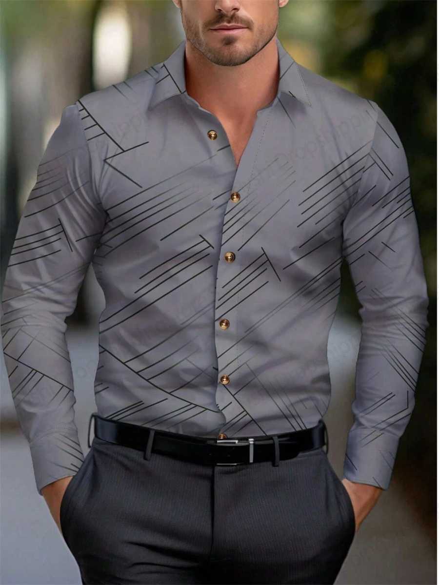 Mens Shirts Casual Business Long Sleeve Lapel Hawaiian Shirs Men Women Fashion Summer Beach Blouse Men Clothing Vocation StreetXJ250121