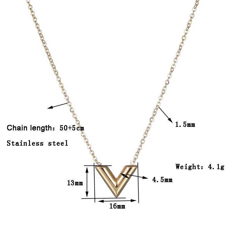 Fashion Brand V Letter Pendant Necklace Stainless Steel Jewelry for Women Mom V-Shaped Female Chain Vintage Birthday GiftXJ250121