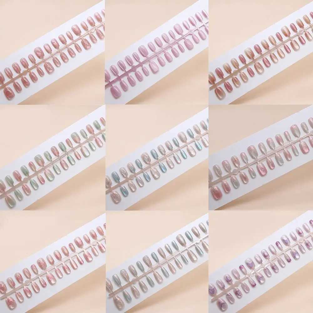 French False Nails New Long Square Cat Eye Nail Tips Shining Full Cover Press on Nails Women GirlsW250120