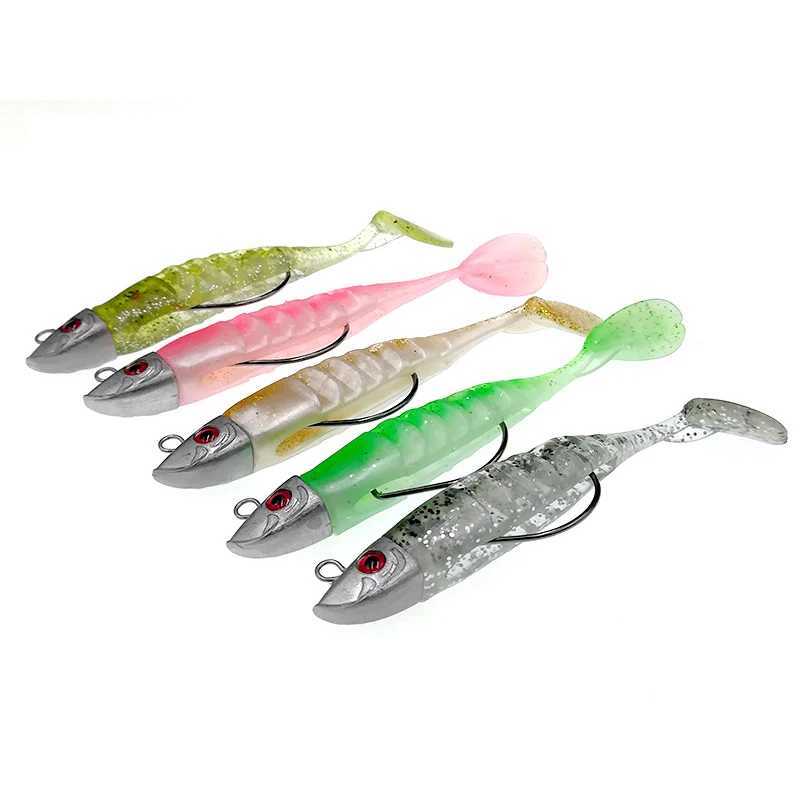 Fake Lure Jigging Soft Bait Fishing Lures 9/11cm 15.6/23.3g DIY Head Jig Fish T Tail Sea Bass Lure Fishing Tackle 6 ColorsXJ250122