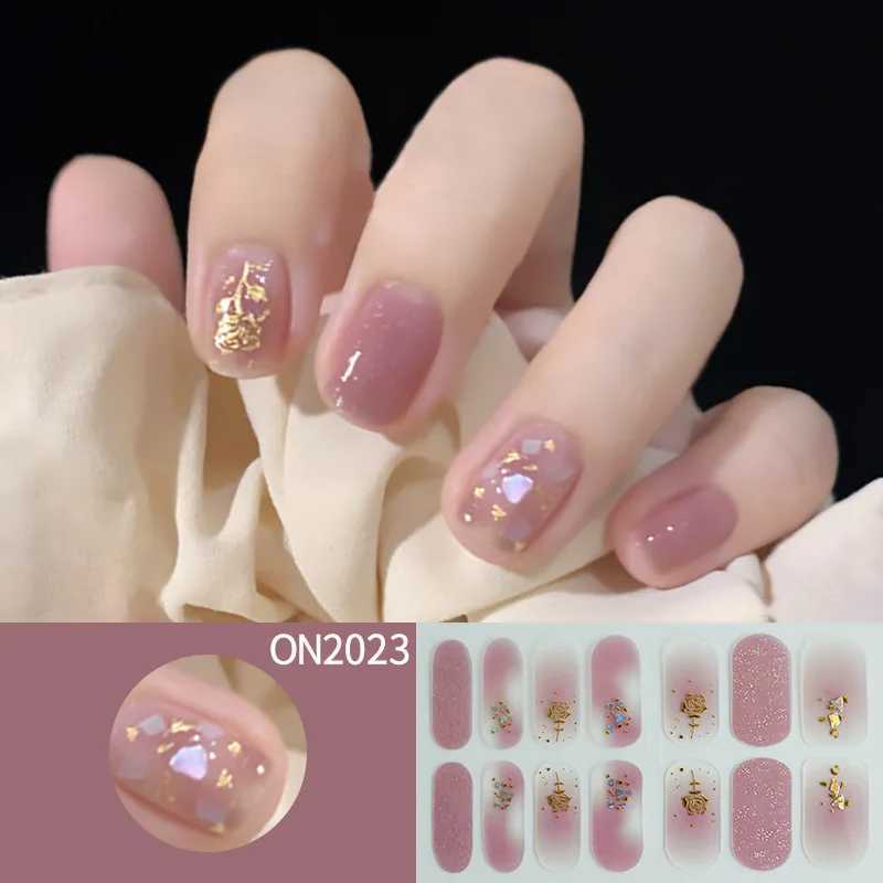 14Tips DIY Gel Nail Stickers Glittering Simple Long-Lasting Nail Strips Patch Slider Sticker Full Cover Decal Nail ManicureXJ250120