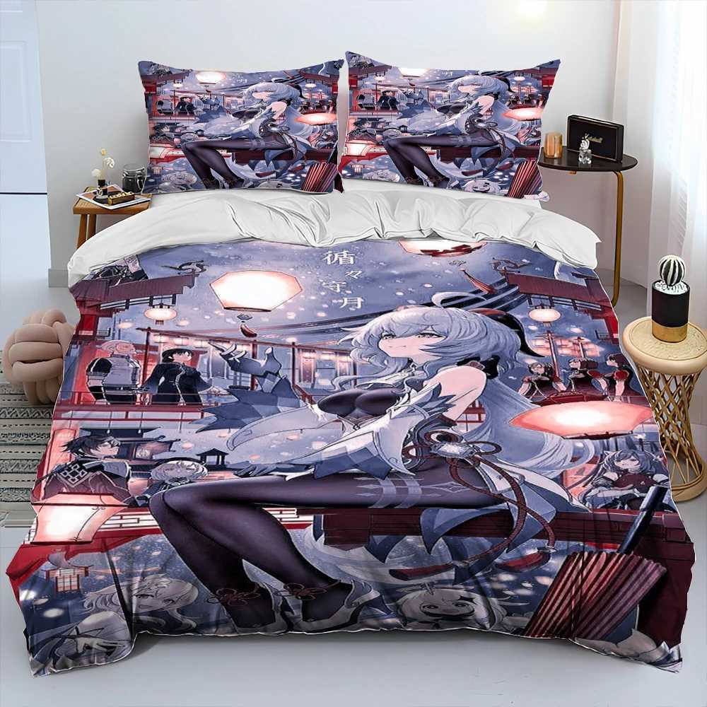 Genshin Impact Game Gamer Cartoon Comforter Bedding SetDuvet Cover Bed Set Quilt Cover CaseKing Queen Size Bedding Set X250203