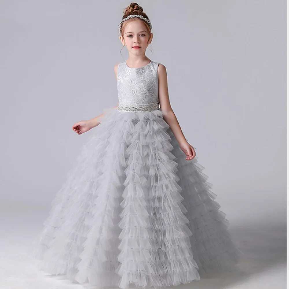 Dideyttawl Customized Long Girls Formal Princess Gown Tiered Flower Girl Dresses For Wedding Party Tulle Junior Bridesmaid Dress X250203