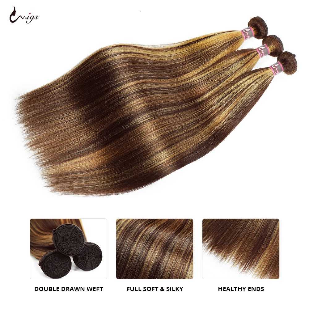 2x6 Clo With Bundles Highlight Yaki Straight 100% Human Hair Brazilian Hair Weave Bundles With 2x6 Kinky Straight CloXJ250120