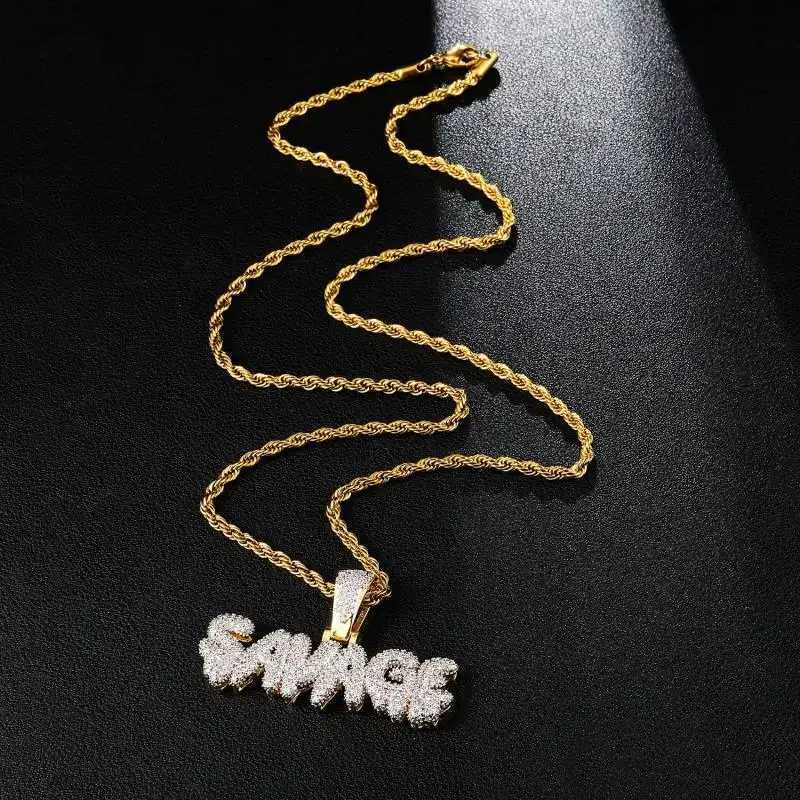 Ice Crystal Alphabet Pendant with 24 Inch Chain for Men Women Sparkling Hip Hop Rock Rap Jewelry GiftsXJ250121