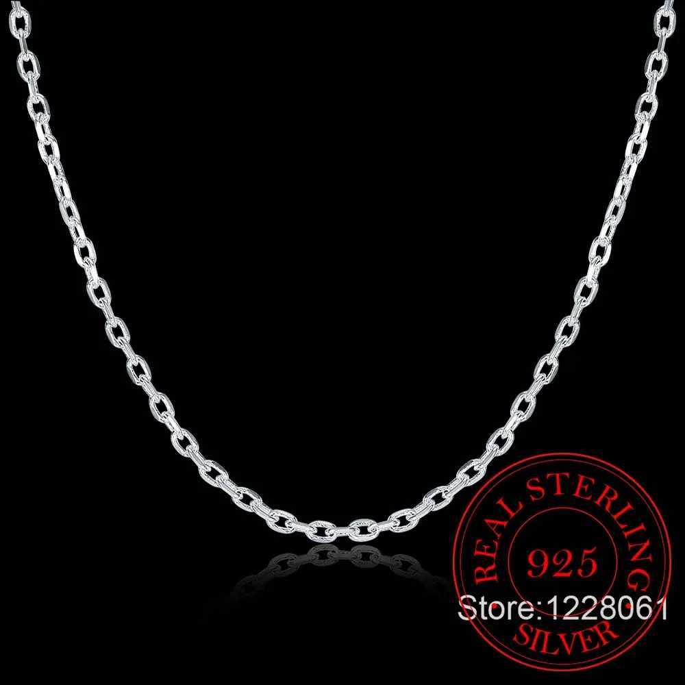 Womans Fine Jewelry 925 Sterling Silver Flat ROLO Chain Necklace Charm 2MM Wide Silver Necklace 1618 20 22 24XJ250114