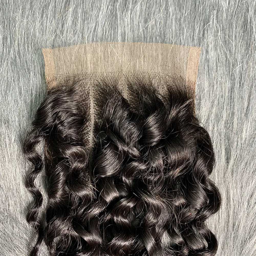 Transparent Lace Clo 4x4 Mongolian Curl Human Hair Clo Only Pre Plucked Baby Hair Curly 16 Inch 4x4 Lace Front CloXJ250120