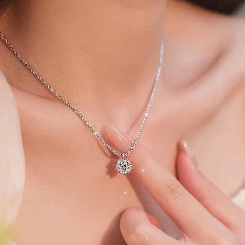 Smyoue 1CT 2CT Certified D Color Moissanite Necklace for Women Sparkling Lab Diamond Pendant Chain S925 Sterling Silver JewelryXJ250114