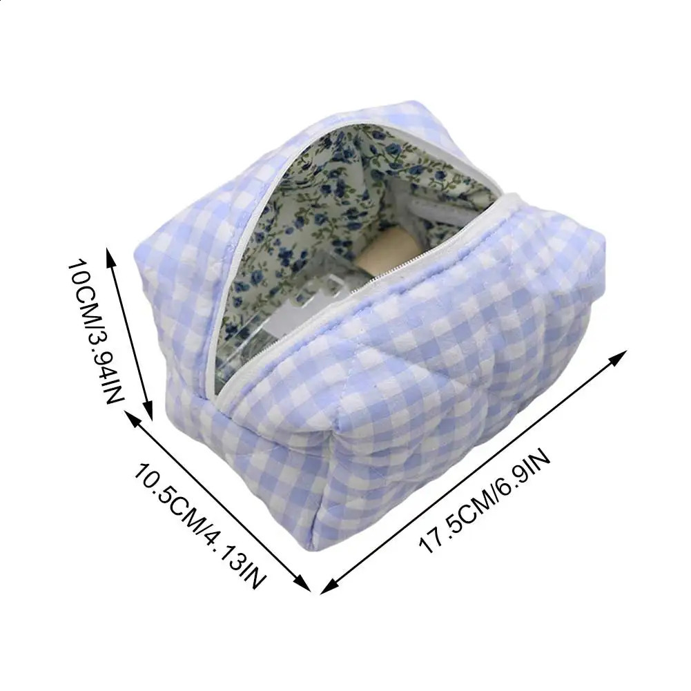 Women Large Capacity Quilted Checkered Makeup Bag Portable Cosmetic Storage Bag Travel Makeup Cosmetic Case Lightweight for Girl 250120