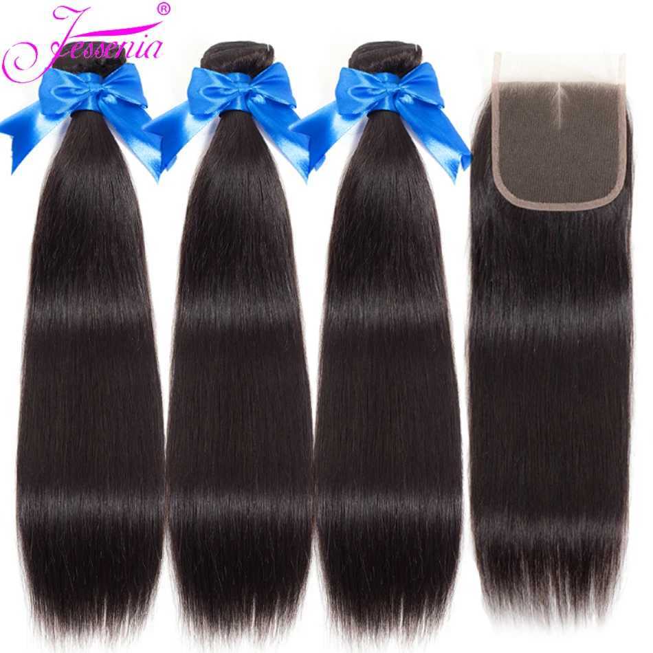 Jessenia Hair 4x4 HD Lace Clo Straight Hair 3 Bundles With Clo Malaysian Hair Bundles With Clo 100% Human Hair WeaveXJ250120