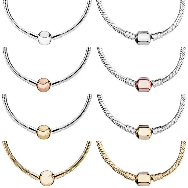 Original 925 Sterling Silver Moments Lobster Ball Barrel Clasp Snake Chain Necklace For Women Charm DIY JewelryXJ250114