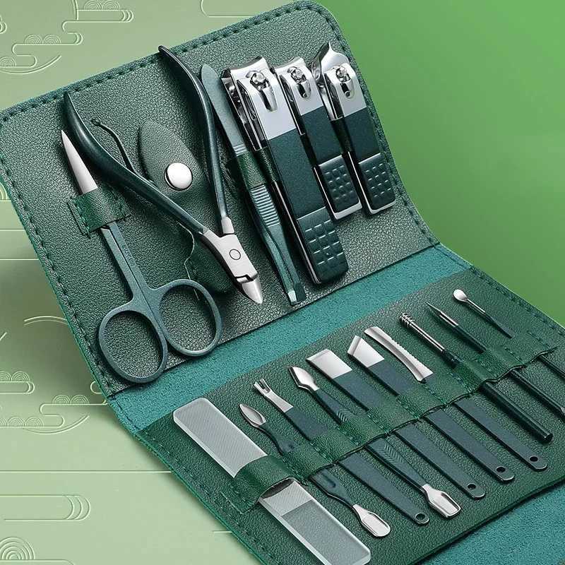 Manicure Set Cuticle Nipper Professional Stainless Steel Nail Clipper Pedicure Set with Leather Case Nail Kit Professional SetXJ250116