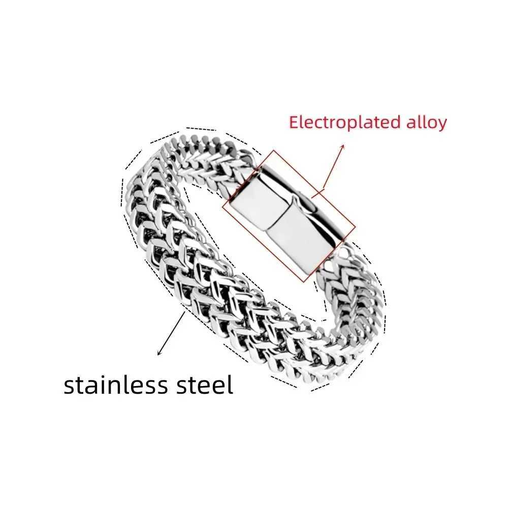 8mm Stainless Steel Braided Double Row Front and Rear Fish Scale Alloy Magnetic Buckle Bracelet with Keel Jewelry New Model W250121