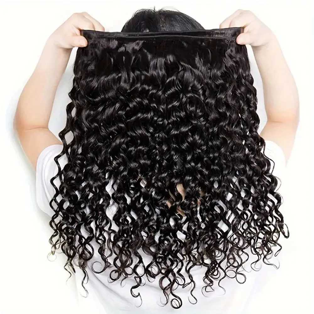 30 Inch Water Wave Bundles with HD Lace Clo Brazilian Raw Human Hair Bundles with Clo Wet And Wavy Bundles with CloXJ250120