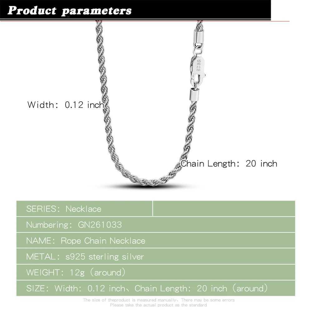 Men 1005 Sterling Silver 3mm Twist Rope Chain Necklace Women Diamond Cut Clasp Box Chain 16-30 inch Chocker Jewelry Boy GiftsXJ250114