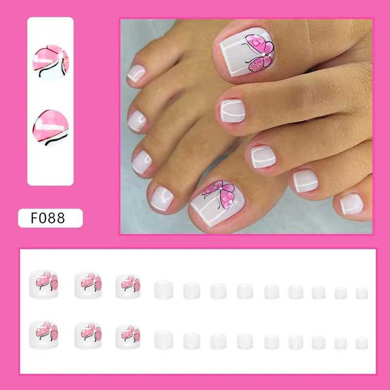 Lovely Butterfly Press on Nails Fake Nails Tips with Sticker False Toenail Design Butterfly Lovely Girl False ToenailW250120