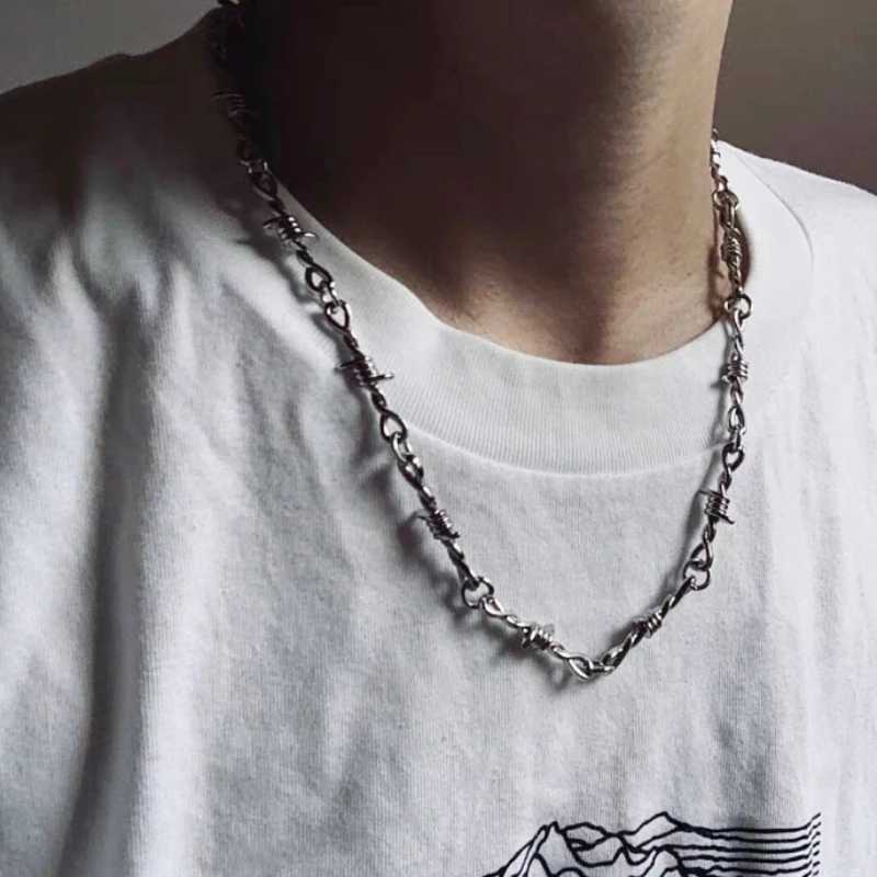 Small Wire Brambles Iron Unisex Choker Necklace Women Hip-hop Gothic Punk Barbed Wire Little Thorns Chain Choker Jewelry GiftsXJ250121