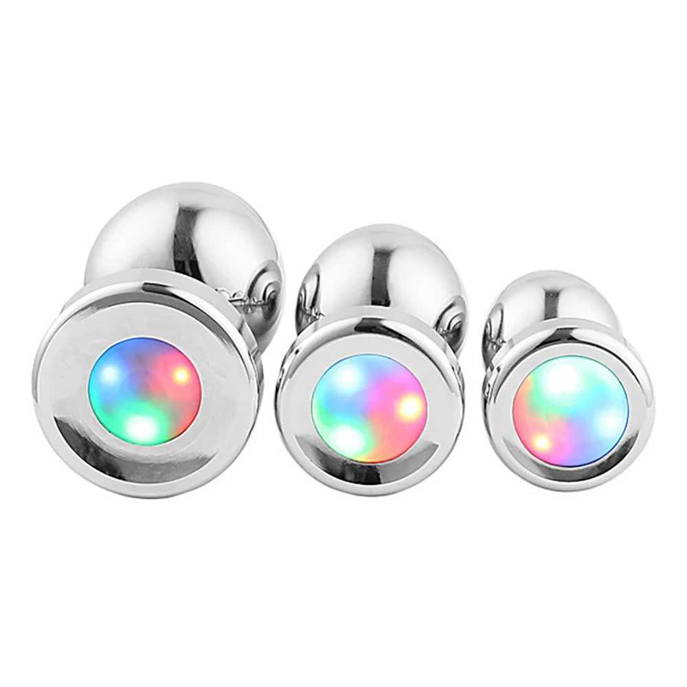 3 Sizes Anal Plugs Gay Butt Plugs Aluminum Prostate Massage Dildo Female Anal Sex Toys Male LED Glow-in-the-Dark Butt PlugsXJ250121