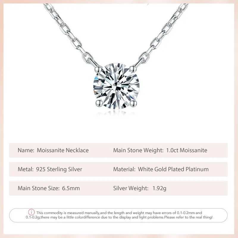 Follow Cloud 6.5mm 1ct 8mm 2ct Moissanite Diamond Necklace for Woman Pendant 925 Sterling Silver Chain Party Bridal Fine JewelryXJ250114