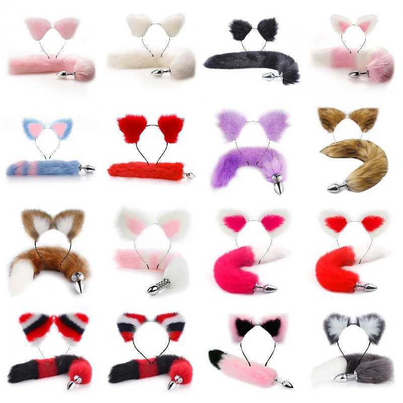 Metal P Rabbit Fox Tail Anal Plug Prostate Massager Butt Plug Rabbit Ear BDSM Anus Stimulate Adult Sex Erotic AccessoriesXJ250121