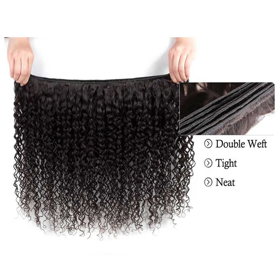 Kinky Curly Bundles with Frontal Brazilian Hair 3/4 Bundles 13x4 Lace Kinky Curly Virgin Hair with Baby Hair for Black WomenXJ250120