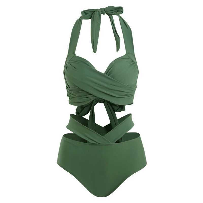 2025 New Women Push Up Backless Solid Color Lacing Swimwear Bikini Bathing Suit BeachwearXJ250120