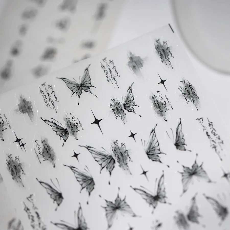 3D Embossed Butterfly Nail Art Stickers Decals Self-Adhesive Nail stickers 5D Black Butterfly Nail SuppliesXJ250120