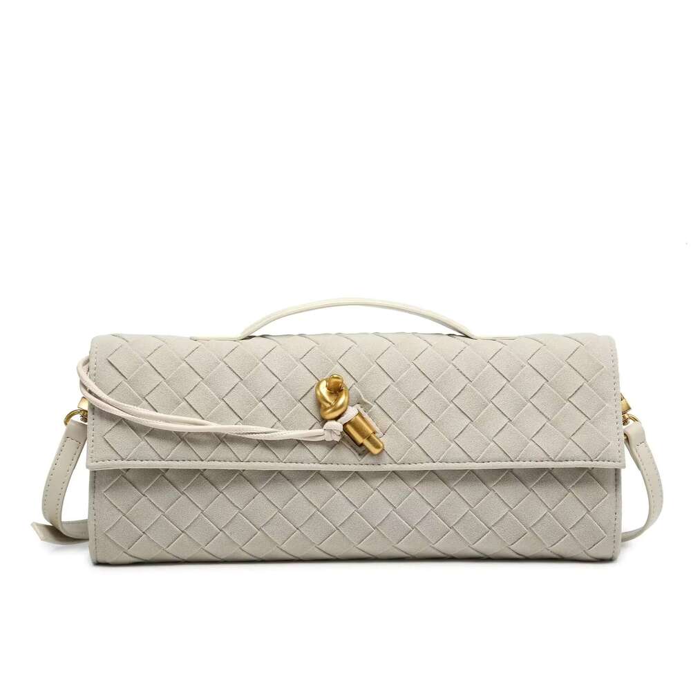 Vintage Matte Finish Handmade Woven Shoulder Crossbody Buckle Bag Artificial Leather Ing Neutral Minimalist Style