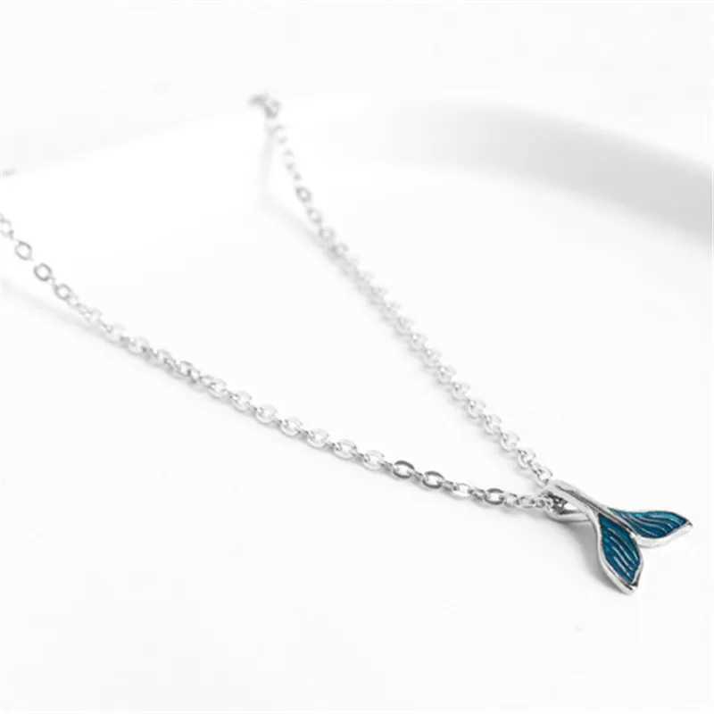 Blue Ocean Mermaid Bracelet for Ankle 925 Sterling Silver Fish Tail Foot Anklets Bracelets Jewery for LegXJ250121
