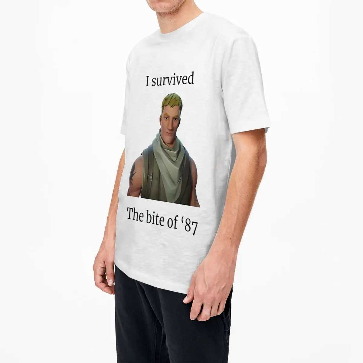 Fortnitions I Survived The Bite Of 87 T-Shirt Men Women Shooting Game Humor Pure Cotton Tees Crewneck T Shirt Plus Size Clothing X250203