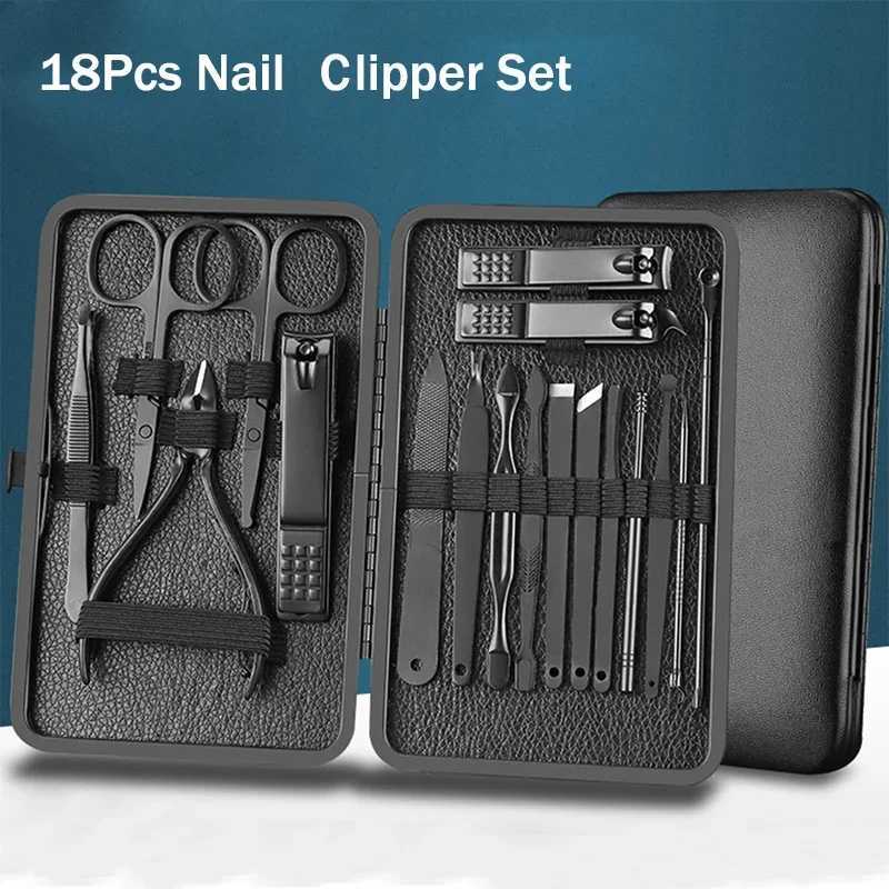 7/10/16/18 pcs Manicure Nail Scissors Tool Cutters Nail Clipper Set Household Steel Stainless Ear Spoon Nail Clippers PedicureXJ250116