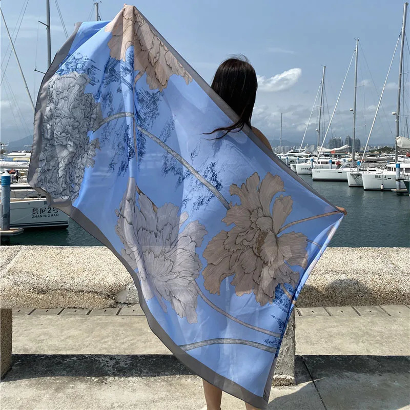 Travel Beach Scarve Bikini Large Sunscreen Shawl Floral Sarong Wrap Scarf Women Swimsuit Bathing Cover-up 90x180cm 250120
