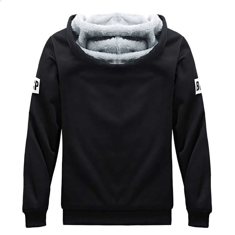 Fleece Men Set Fashion Tracksuit Lined Thick Sweatshirt Pants Sportswear Suit Male Winter Warm Hooded Outerwear Suit 250117