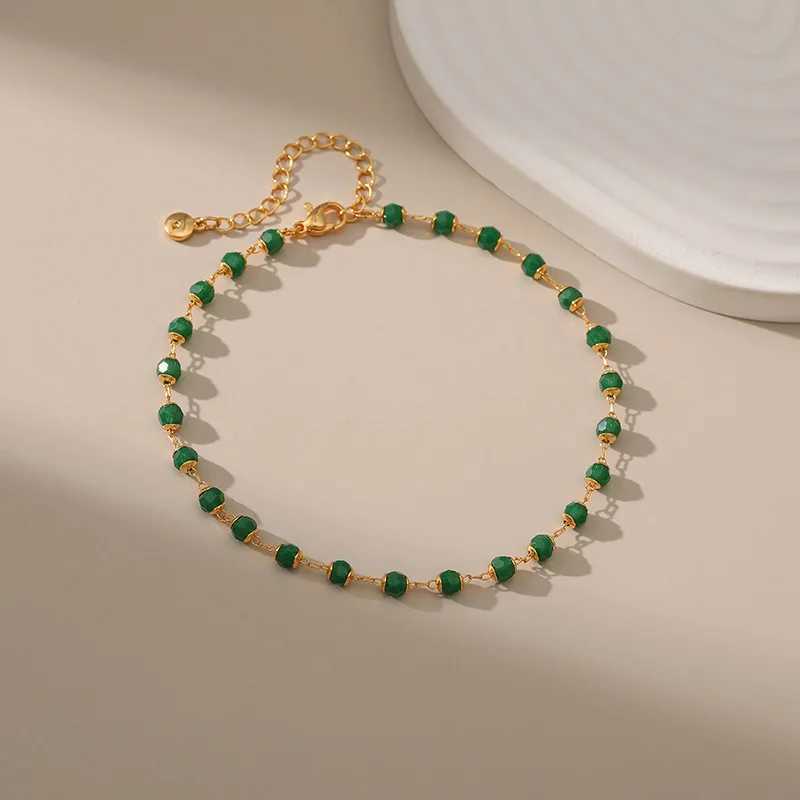 Vintage Ethnic Style Green Acrylic Bead Handmade Beading Women Anklet Adjustable Size Daily Wear Feet Accories Chic JewelryXJ250121
