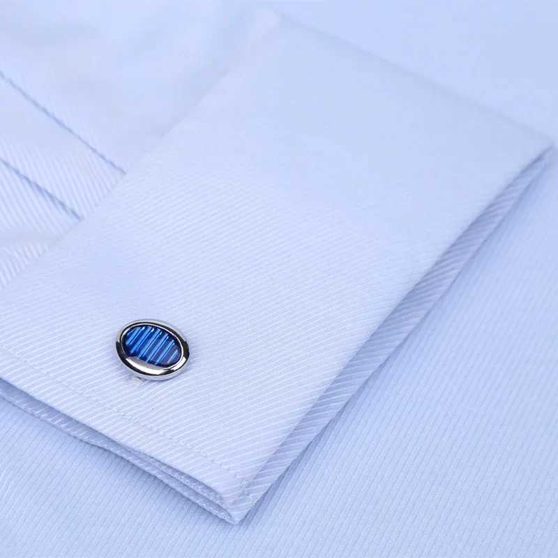M~6XL Mens Classic French Cuffs Social Dress Shirt Formal Business Standard-fit Long Sleeve Wedding White Cufflinks Men ShirtsXJ250121