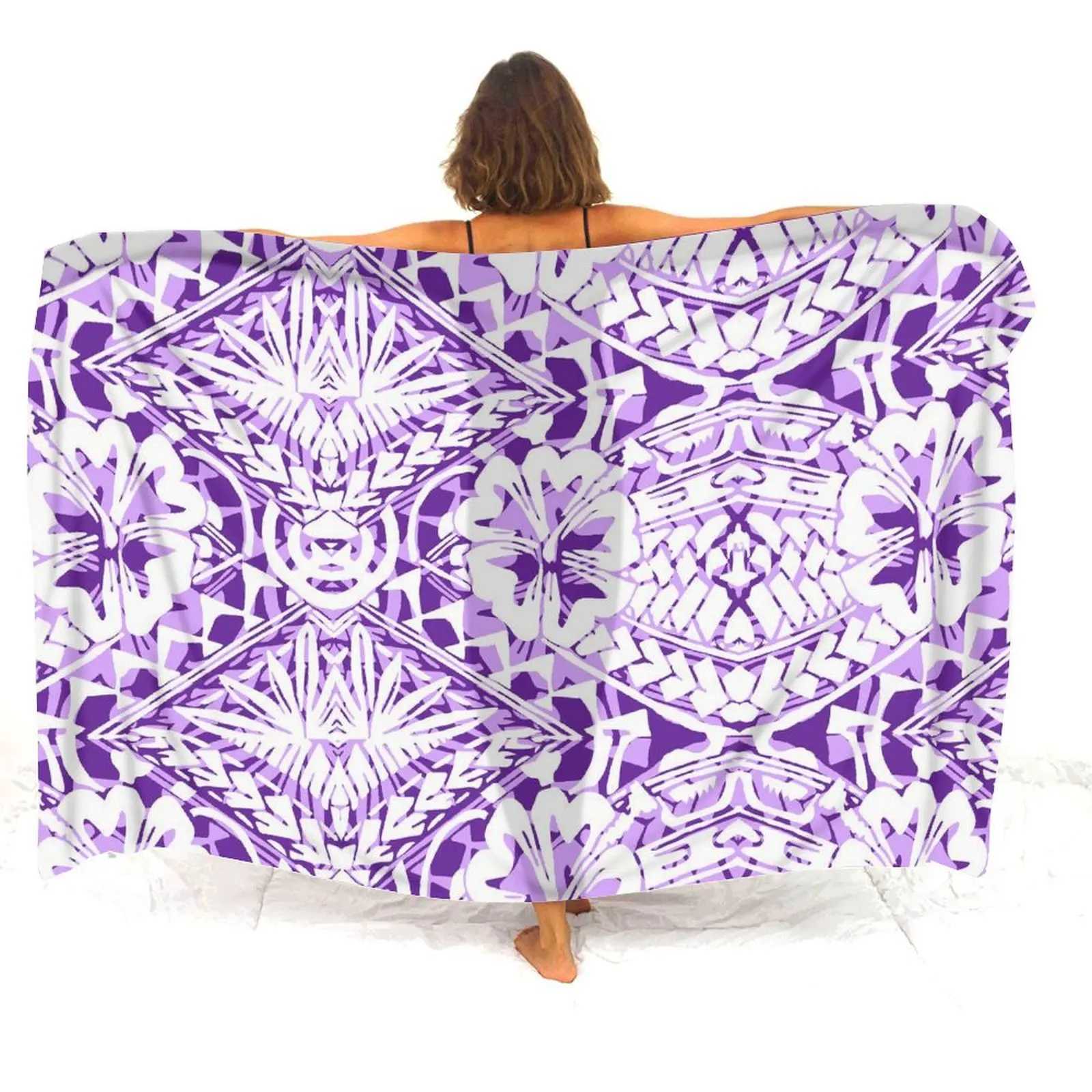Polynesian Ladies Sarong Custom Vintage Print Summer Seaside Sun Protection Ce 2024 New Elegant Sarong Quty Fabric W250120