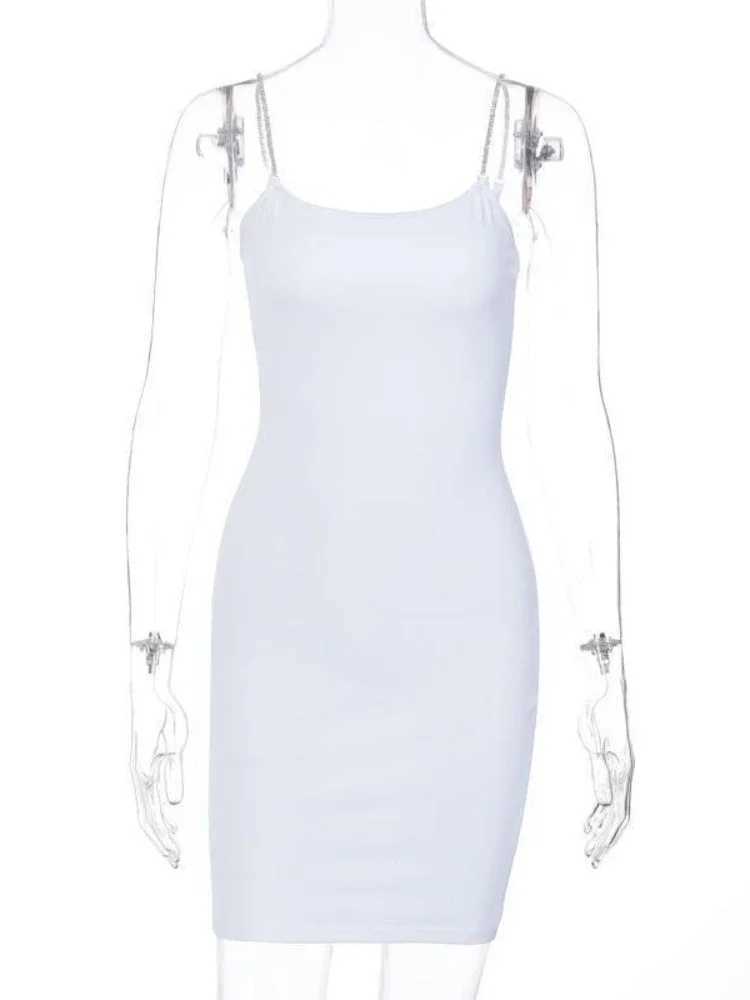 Sexy Rhine Shoulder Strap Sveless Slim Bodycon Dress Women Girdling Waist Skinny Mini Dress Ele Club Party VestidosXJ250115