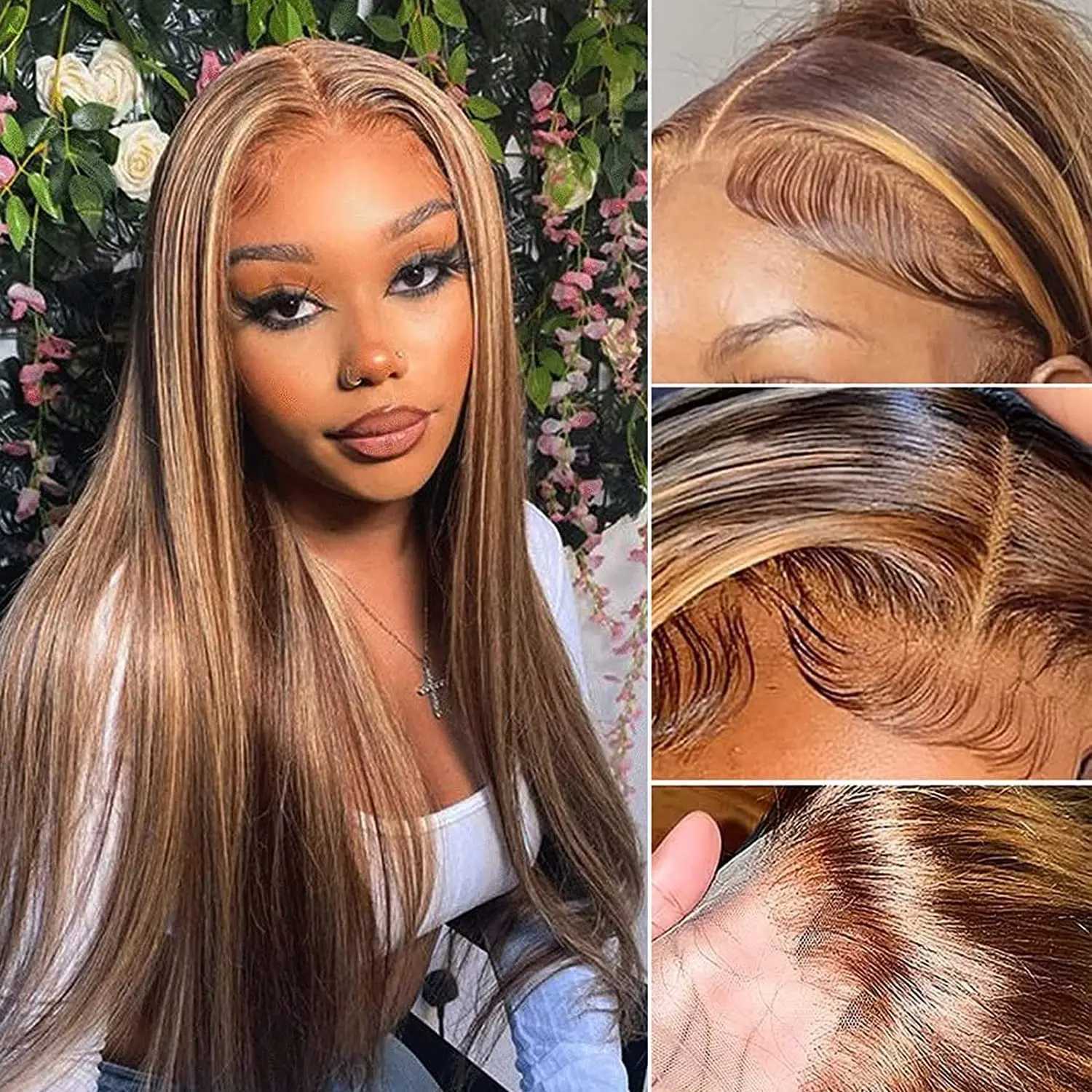 Straight Highlight Bundles with Clo Human Hair Honey Blonde Highlight 3 Bundles with 13x4 Lace Clo Brazilian Virgin HairXJ250120