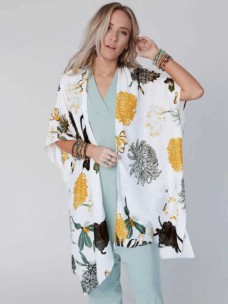 Boho Printed Bikini Cover-ups Kimono Pareo Dr Women Beach Outfits 2023 Summer Beachwear Swim Suit Cover Up Sarong W250120