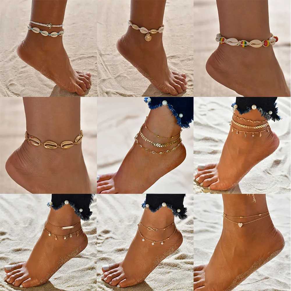 Female Bohemian Shell Heart Summer Anklets For Women Tortoise Ankle Bracelets Girls Barefoot on Leg Chain Jewelry GiftXJ250121