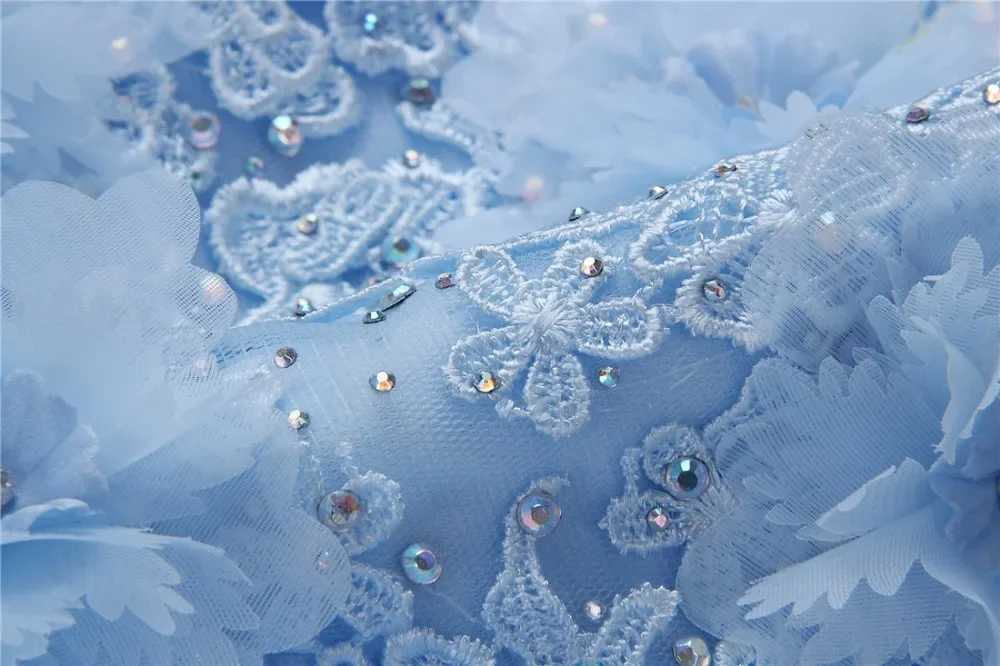 Light Blue Baby Dresses Girl Newborn 1st Year Birthday Infant Outfit Beaded Appliques Princess Party Wedding Christening Gown X250203