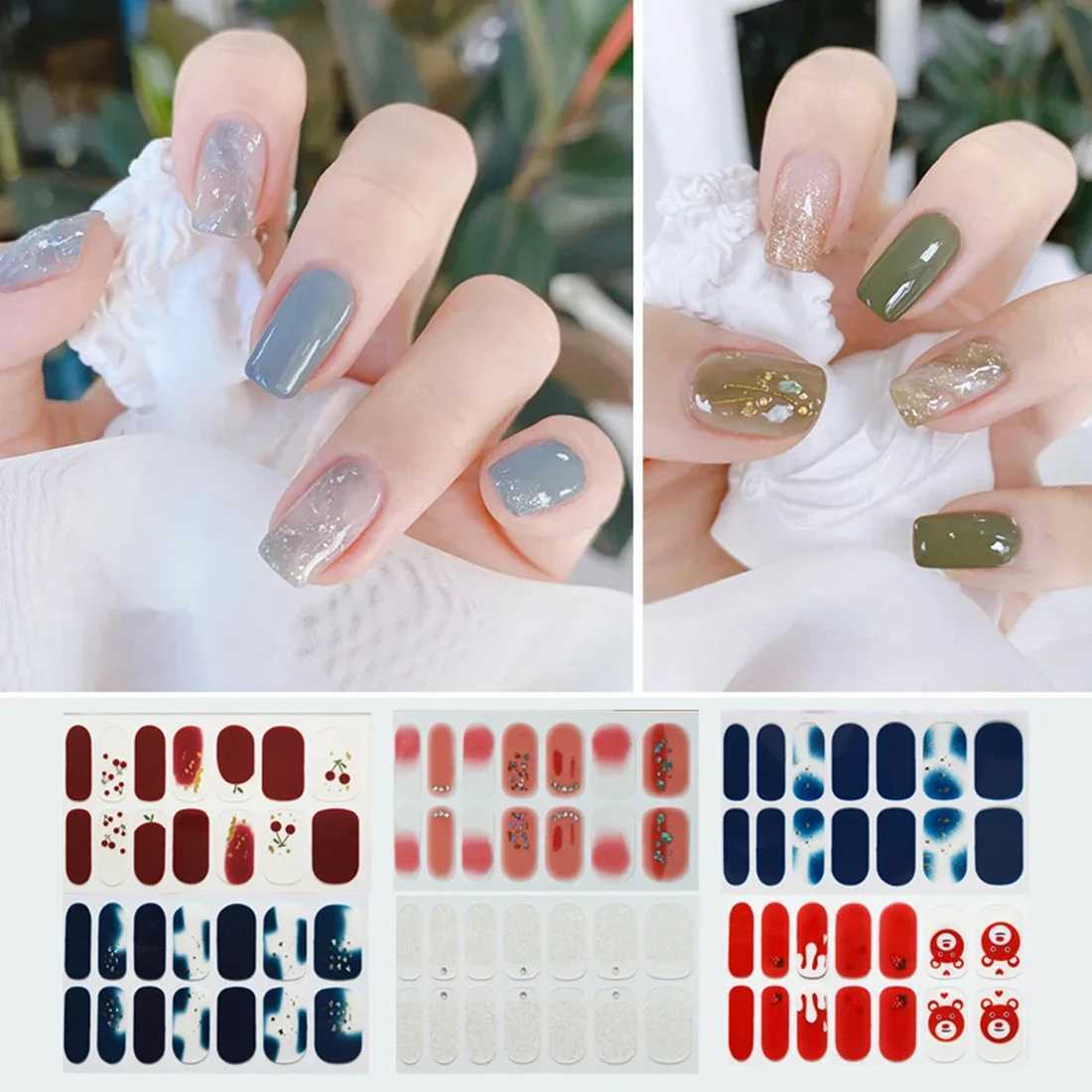 Fashion Transparent Cat Magnetic Semi Cured Gel Nail Stickers UV/LED Baking Lamp Gel Nail Paste Wraps Gel Polish Color DesignXJ250120