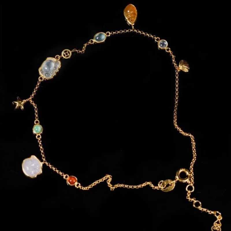 anry Multicolor Zircon Pendant Anklets For Women Girls French Vintage Gentle Temperament Simple Summer Beach Party JewelryXJ250121