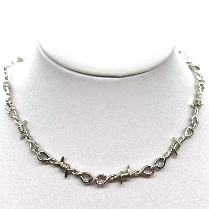 Small Wire Brambles Iron Unisex Choker Necklace Women Hip-hop Gothic Punk Barbed Wire Little Thorns Chain Choker Jewelry GiftsXJ250121