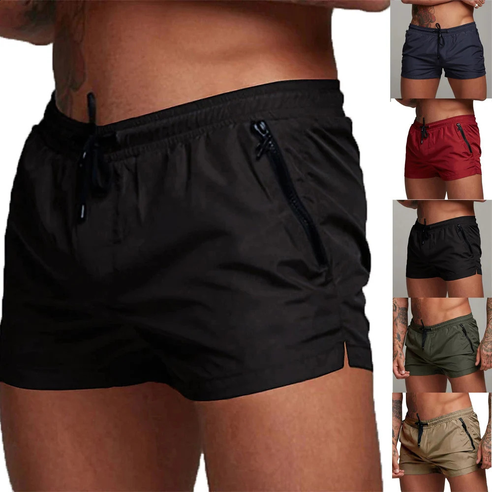 Mens Swim Trunks with Zipper Pockets Mesh Liner Summer Beach Board Shorts Quick Dry Swimming Bathing Suit Swimsuit Swimwear 250121