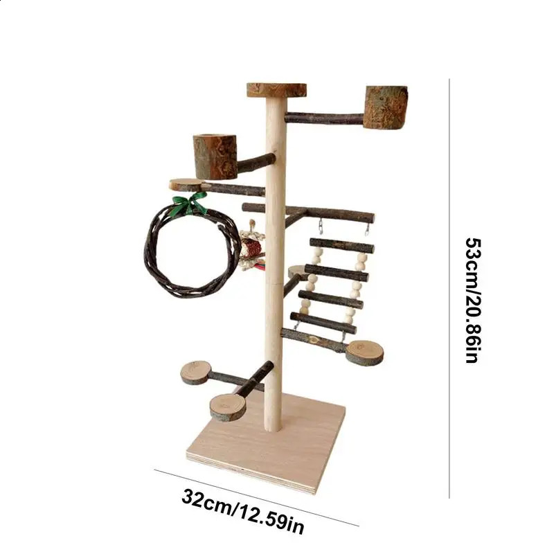Bird Playground Parrot Play Stand Sturdy Wood Playstand For Parrots Bird Playground Training Wood Stand Perch For Cockatiel 250121