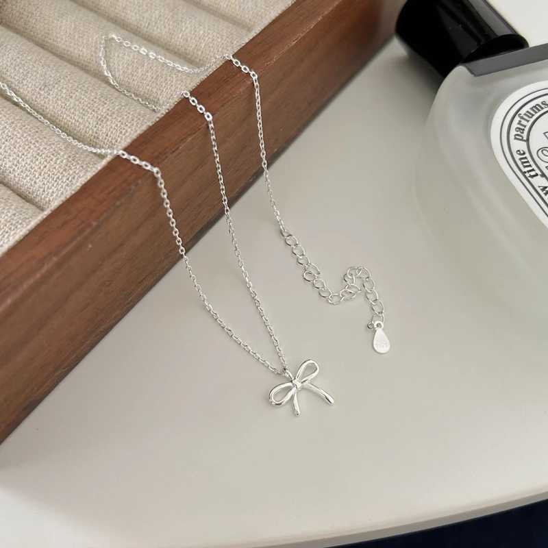 925 Sterling Silver Cute Bowknot Pendant Necklace For Women Girl Charm Chain Fashion Jewelry AccoriesXJ250114