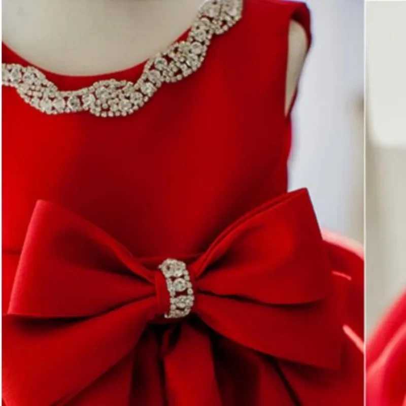 Newborn baby dress sequins red lace chiffon baby Christmas party princess dress bow 1st birthday dress baby bath dress X250203