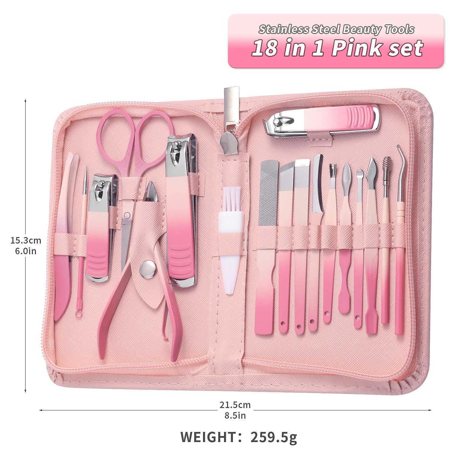 9/18Pcs Multi-Functional Stainless Steel Nail Clippers Pedicure Nail Scissors Tool Set With Folding Bag Manicure Cutter Kits EarXJ250116